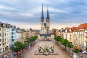 Hallmarkt square in Halle (Saale), Germany